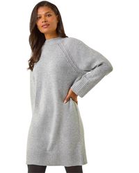 Roman - High Neck Ribbed Knit Dress - Lyst