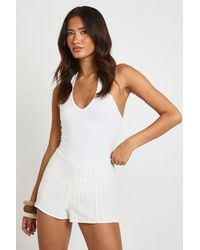Boohoo - Stripe Linen Look Tailored Shorts - Lyst
