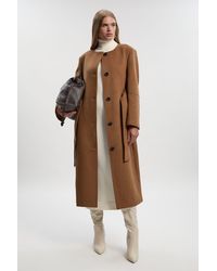 Karen Millen - Brushed Wool Single Breasted Belted Tailored Maxi Coat - Lyst