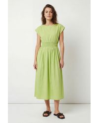 PRINCIPLES - Cotton Shirred Waist Midi Dress - Lyst