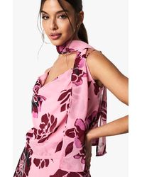 Boohoo - Floral Print Cowl Neck Woven Cami Top - Lyst