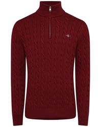 GANT - Cable Half Zip Fleece - Lyst