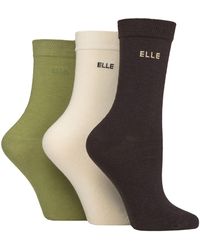 Elle - 3 Pack Ladies Plain Cotton Socks - Lyst