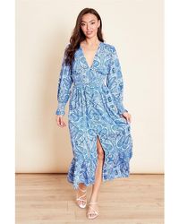 VIOLET ROMANCE - Shirred V-Neck Long Sleeve Maxi Dress - Lyst