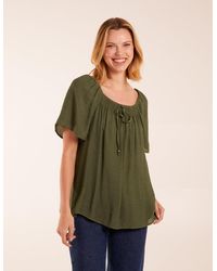 Blue Vanilla - Milkmaid Shirred Swing Top - Lyst