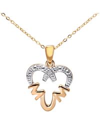 DIAMANT L'ÉTERNEL - 9ct Geelgouden Diamanten Moederhanger Hartvormige 18-inch Ketting - Lyst