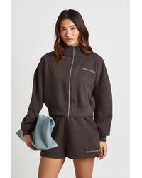Boohoo - Ath Collective Emroidered Funnel Neck Short Tracksuit - Lyst