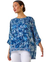 Roman - Abstract Print Overlay Tunic Top - Lyst