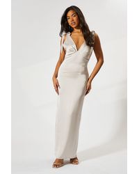 MissPap - Premium Satin Tie Shoulder Bridesmaid Dress - Lyst