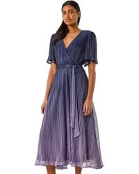 Roman - Ombre Shimmer Plisse Midi Dress - Lyst