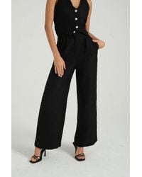 Hiccup - 2 Pieces: V Neck Tweed Buttoned Waistcoat & High Waist Wide Leg Trousers - Lyst