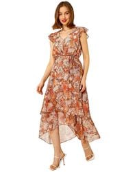 Roman - Snake Print Tiered Midi Dress - Lyst