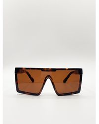SVNX - Tortoiseshell Oversized Flat Top Square Frame Sunglasses - Lyst