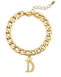 The Jewellery Stockroom - Plated Crystal Letter Charm Curb Bracelet - Lyst