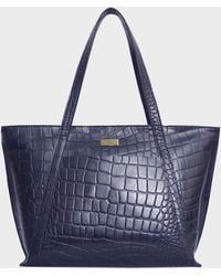 Assots London - 'agnes' Navy Croc Real Leather Designer Tote Bag - Lyst
