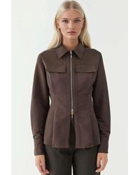 Hiccup - Fitted Long Sleeve Shirt With Zipper Detail - Lyst