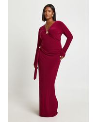 Boohoo - Plus Drape Trim Detail Maxi Skirt - Lyst