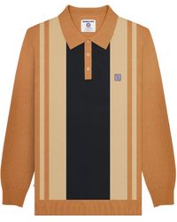 Lambretta - Aw25 Vintage Panelled Long-Sleeved Polo Shirt /Stone) Cotton - Lyst