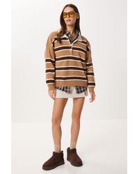 Happiness İstanbul - Ribbed Striped Polo Collar Sweater - Lyst