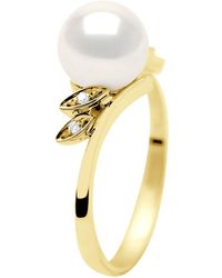Ateliers Saint Germain - Ring Diamonds 0,04 Cts Real Cultured Freshwater Pearl Round 7-8 Mm - Lyst