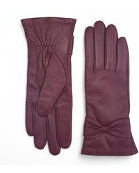 Infinity Leather - Burgundy Italian Soft Wool Lining Winter Bow Design Driving Gloves - Lyst
