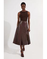 Karen Millen - Faux Leather Full Midi Skirt - Lyst