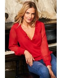 Sosandar - Frill Detail Shirred Hem Blouse - Lyst