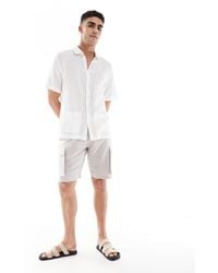 French Connection - Cargo Pocket Linen Shorts - Lyst