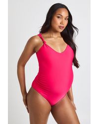 Boohoo - Maternity Knot Detail Swimsuit - Lyst