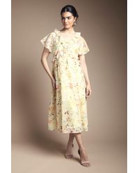 Wallis - Floral Ruffle Tie Front Maxi Dress - Lyst