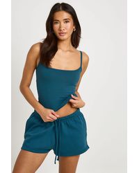 Boohoo - Strappy Cami Vest Top And Sweat Short Set - Lyst