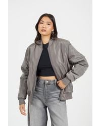 Brave Soul - Ruched Sleeve Oversized Bomber Jacket - Lyst