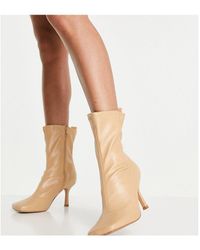 ASOS - Wide Fit Roma Square Toe Heeled Sock Boots - Lyst