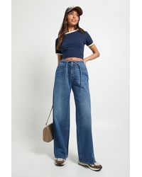 Boohoo - Elasticated Wide Leg Tie Waist Jean - Lyst
