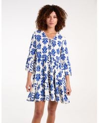 Blue Vanilla - Tie Front Smock Dress - Lyst
