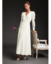 LK Bennett - Rose Ivory Silk Floral And Spot Jacquard Wedding Dress - Lyst