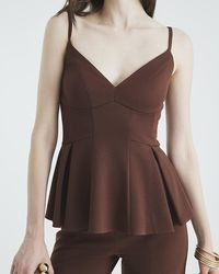 River Island - Plunge Top Sleeveless Peplum - Lyst