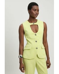 Karen Millen - Compact Stretch High Neck Sleeveless Jacket - Lyst