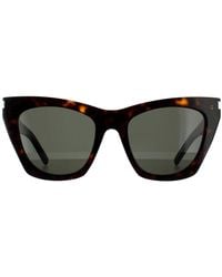Saint Laurent - Cat Eye Havana Sunglasses - Lyst