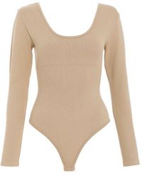 Quiz - Seamless Long Sleeve Bodysuit Nylon - Lyst