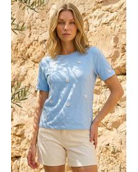 Roman - Textured Floral Stretch T-Shirt - Lyst