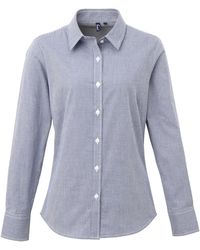 PREMIER - Ladies Microcheck Long Sleeve Shirt Cotton - Lyst
