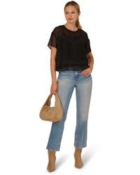 Adrianna Papell - Sheer Lace Chiffon Top - Lyst