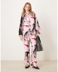 Vila - Satin Wide Leg Trouser Co-Ord - Lyst