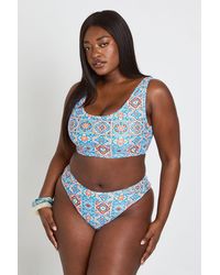 Boohoo - Plus Tile Print Scoop Bikini Set - Lyst