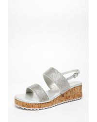 Quiz - Diamante Double Strap Low Wedges - Lyst