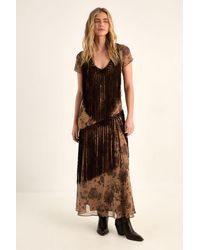 Nasty Gal - Floral Chiffon Fringe Maxi Dress - Lyst