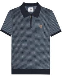 Lambretta - Knitted Quarter Zip Polo Shirt Cotton - Lyst