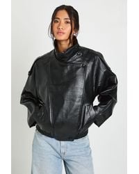 Boohoo - Faux Leather Funnel Neck Jacket - Lyst