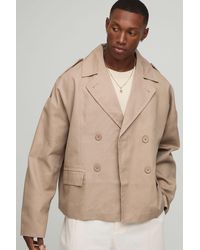 BoohooMAN - Oversized Boxy Double Breasted Twill Raincoat Jacket - Lyst